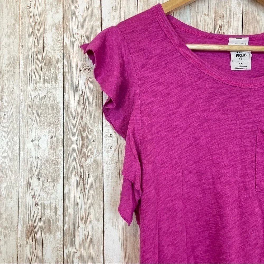 Free People We The Free So Easy Ruffle Sleeve Knit Top Size Small Women